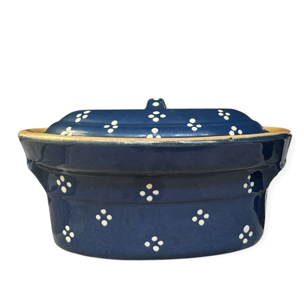 NWT HENRI SIEGFRIED Blue Covered Casserole Dish Terrine #00 Soufflenheim, France